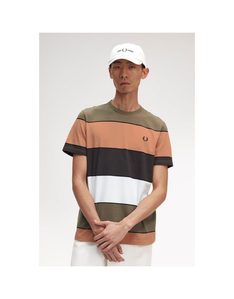 Men's Fred Perry Bold Stripe T-Shirt in Brown