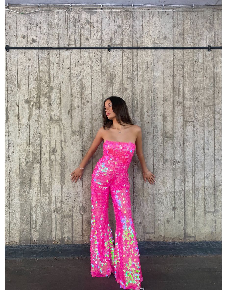 Bandeau jumpsuit wide leg on sale