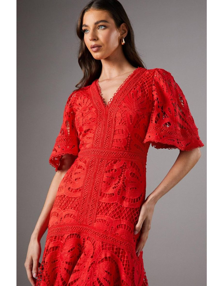 Placement Lace Hanky Hem Dress - 3