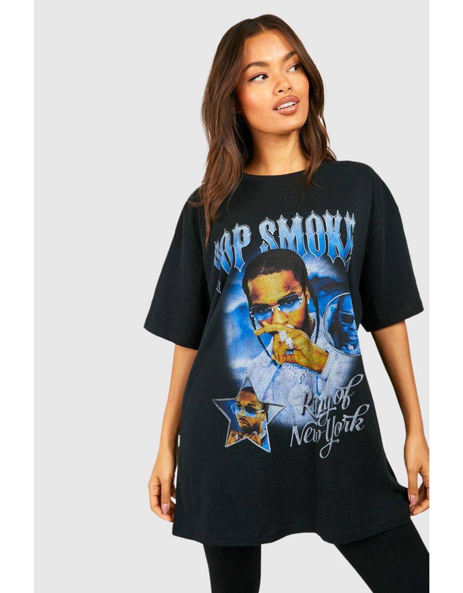 Oversized Pop Smoke License T-shirt - black