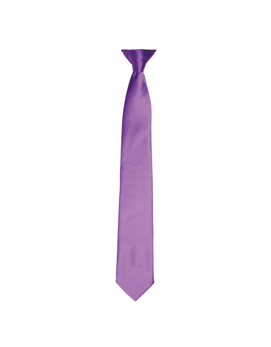 Premier Colours Mens Satin Clip Tie - Rich Violet