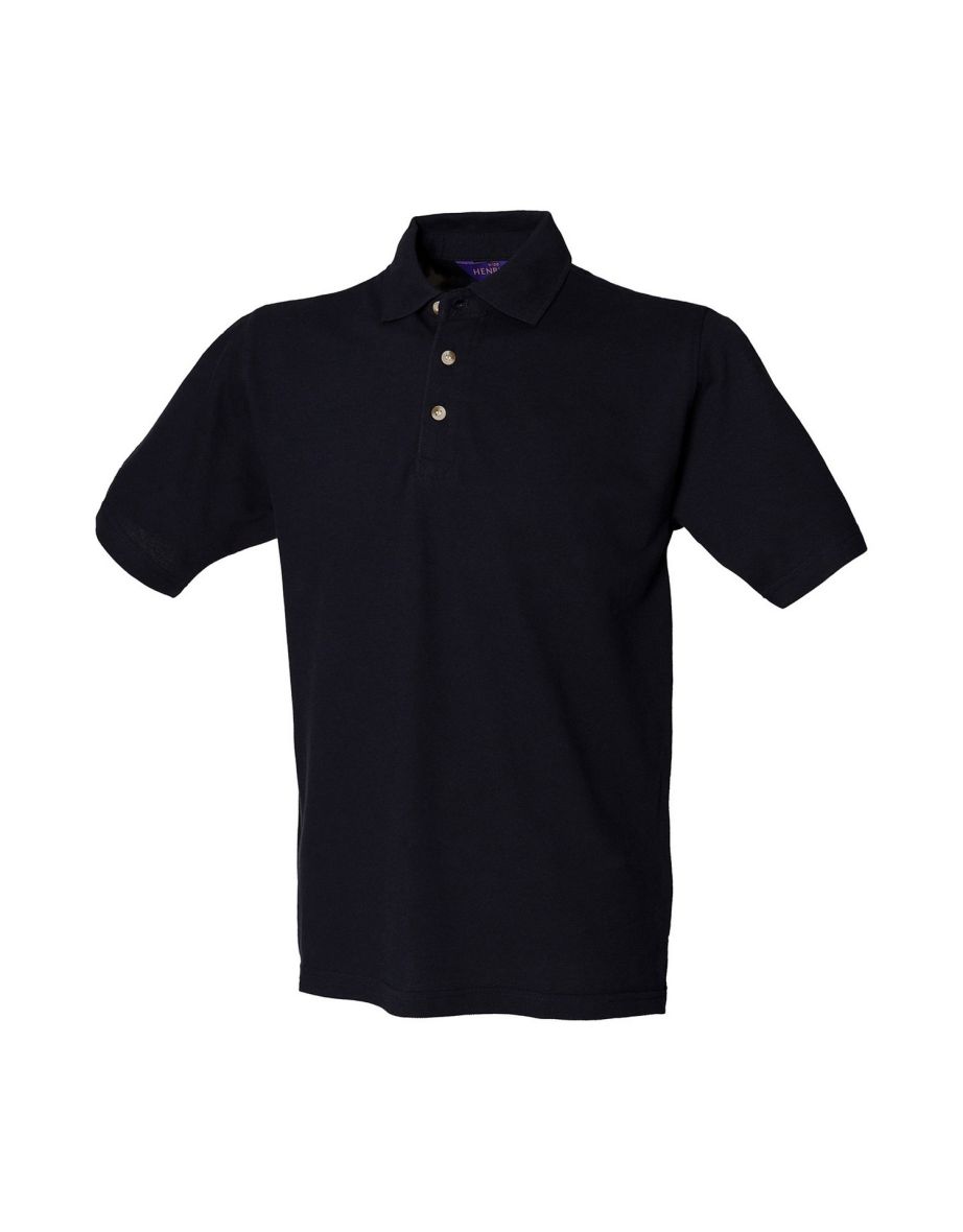 Henbury Mens Classic Cotton Pique Heavy Polo Shirt - Navy