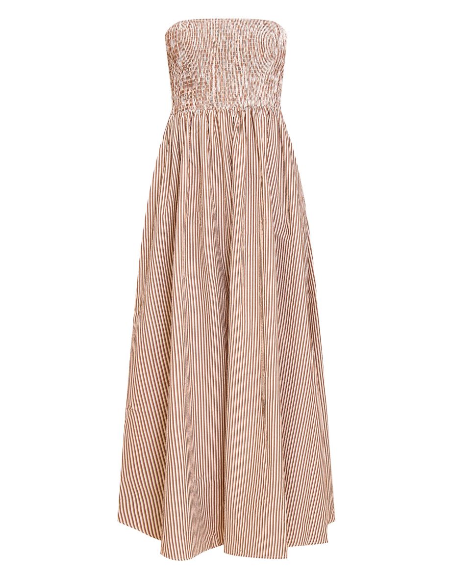 Chesnut Striped Bandeau Maxi Dress - 4