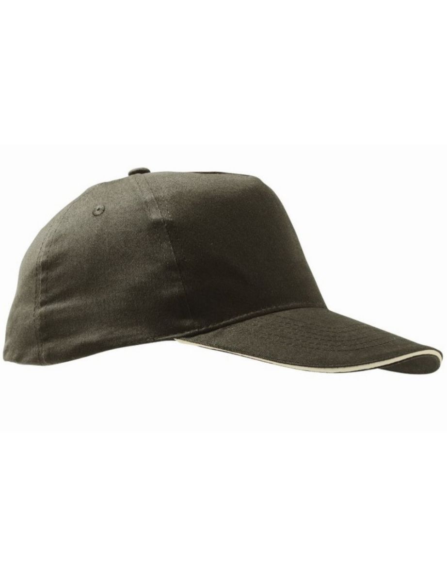 SOLS Unisex Sunny 5 Panel Baseball Cap - Army/Beige