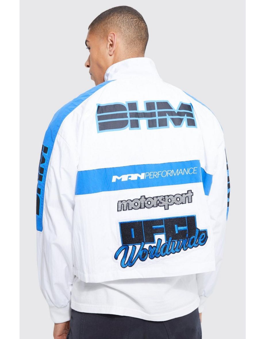 Boxy Ofcl Washed Nylon Moto Jacket - ecru - 2