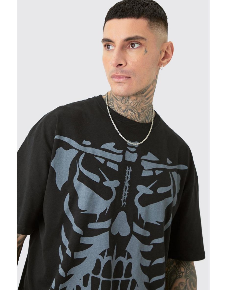 Tall All Over Skeleton Graphic T-shirt In Black - black - 2