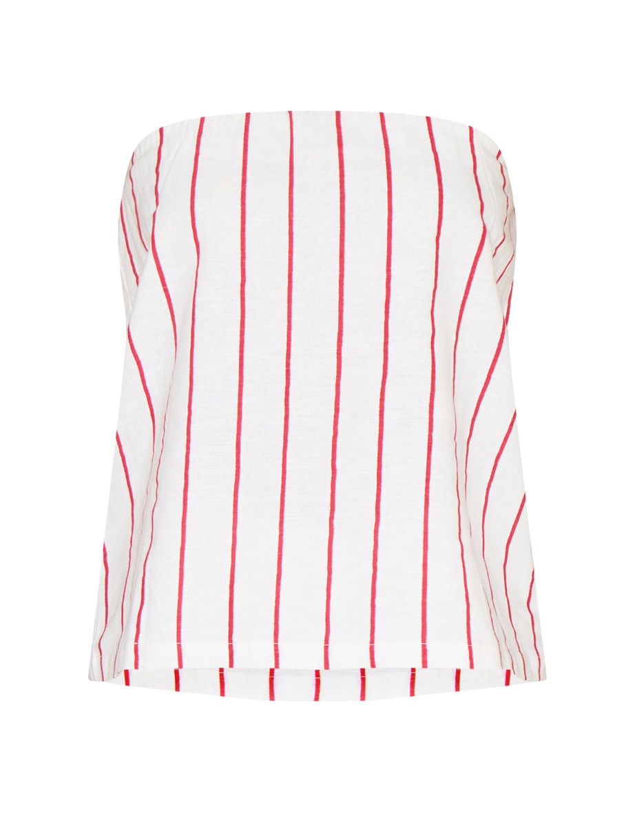 Red Pinstripe Elasticated Bandeau Top - 4