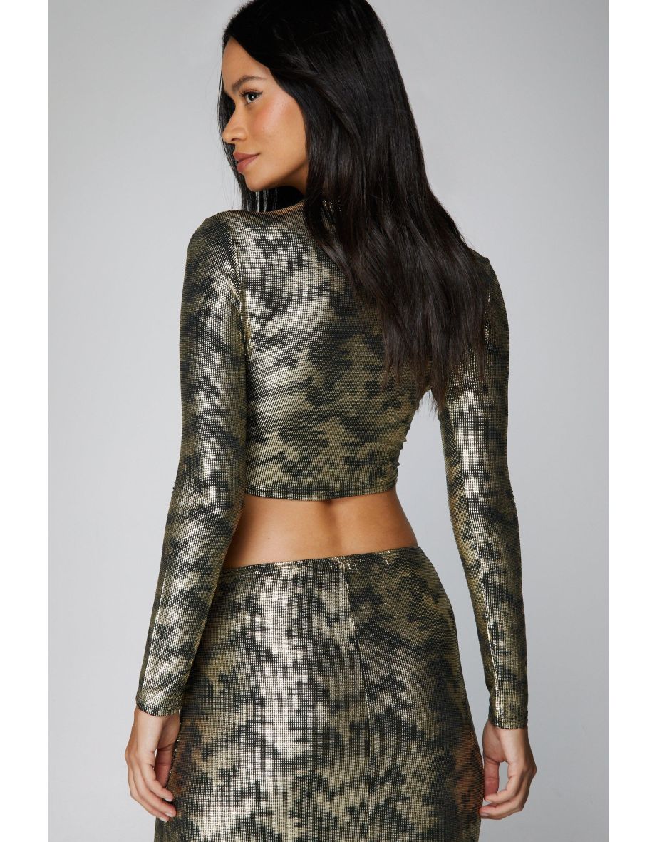 Metallic Crinkle Foil High Neck Top - 3