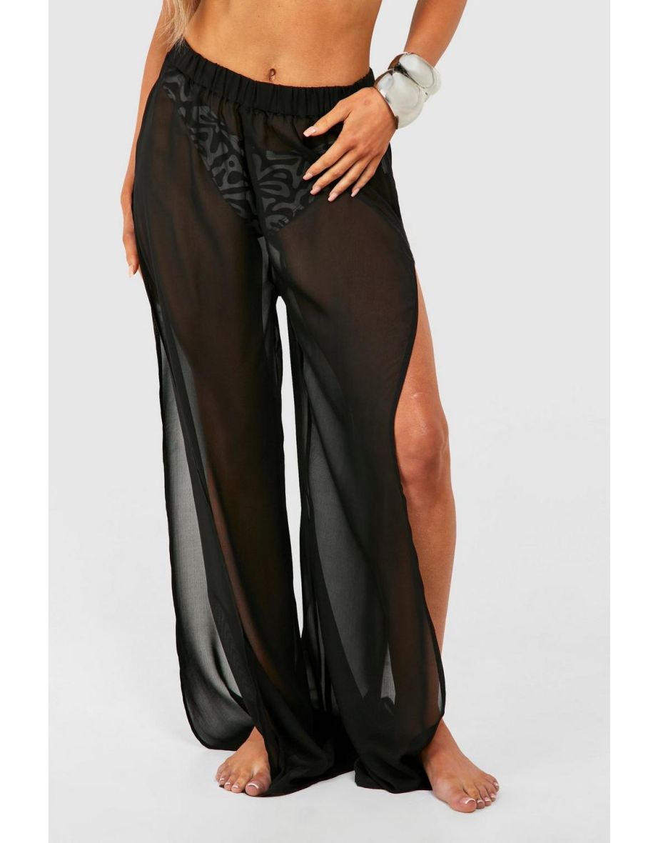 Split Front Beach Trousers - black - 3