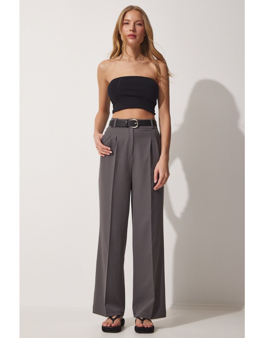 Pants - Gray - Wide leg