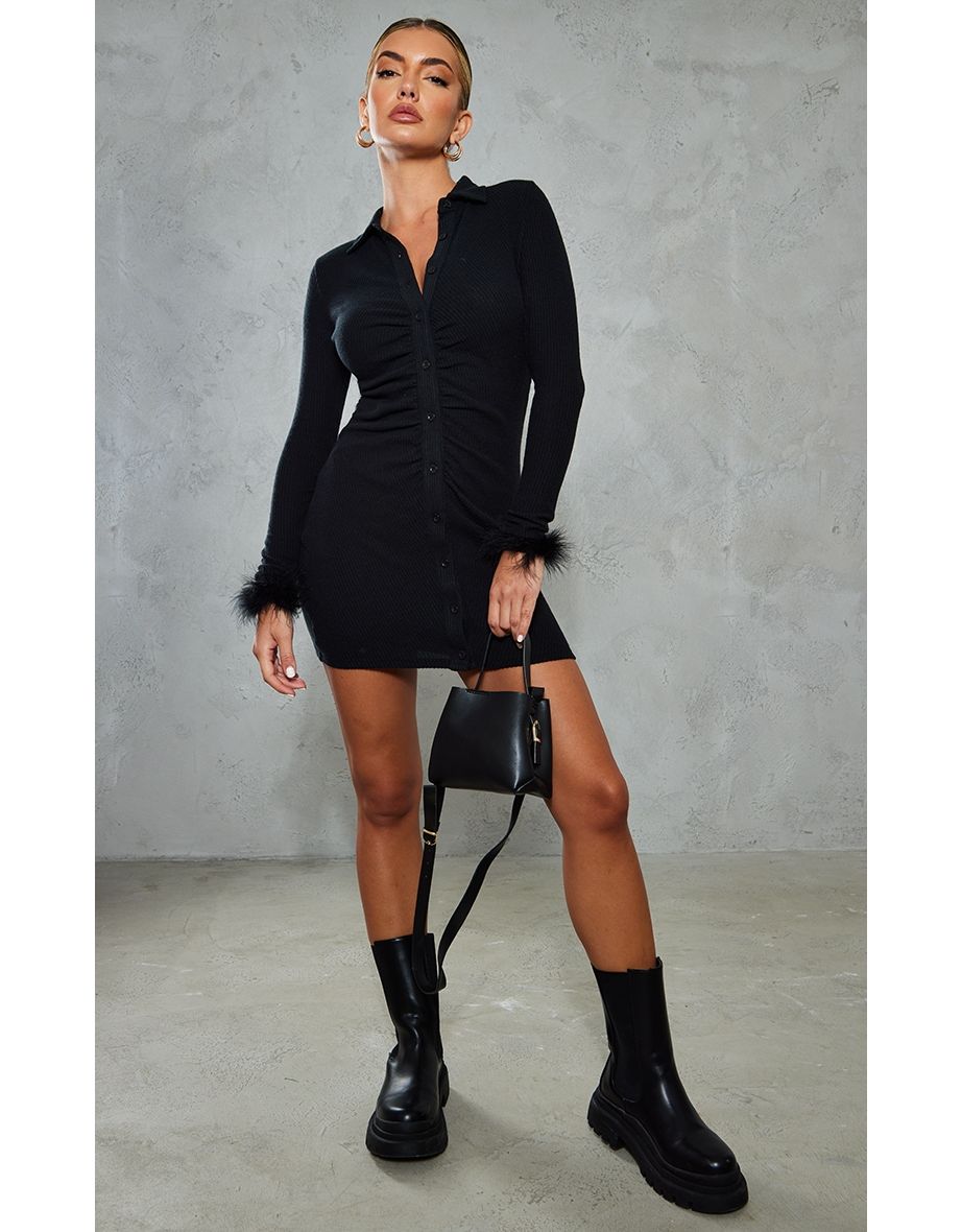 Black feather dress pretty little thing online