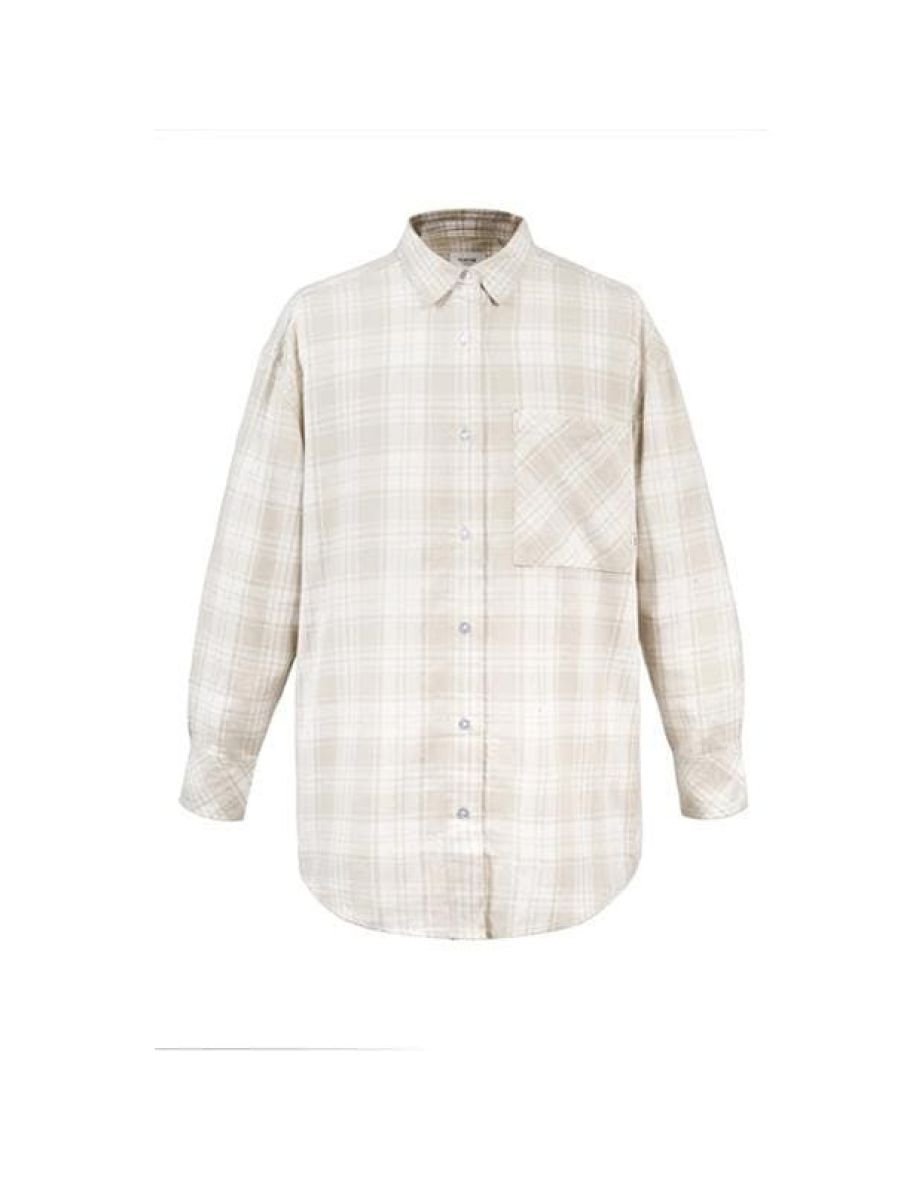 Women's Firetrap Oversized Flannel Shirt in Cream