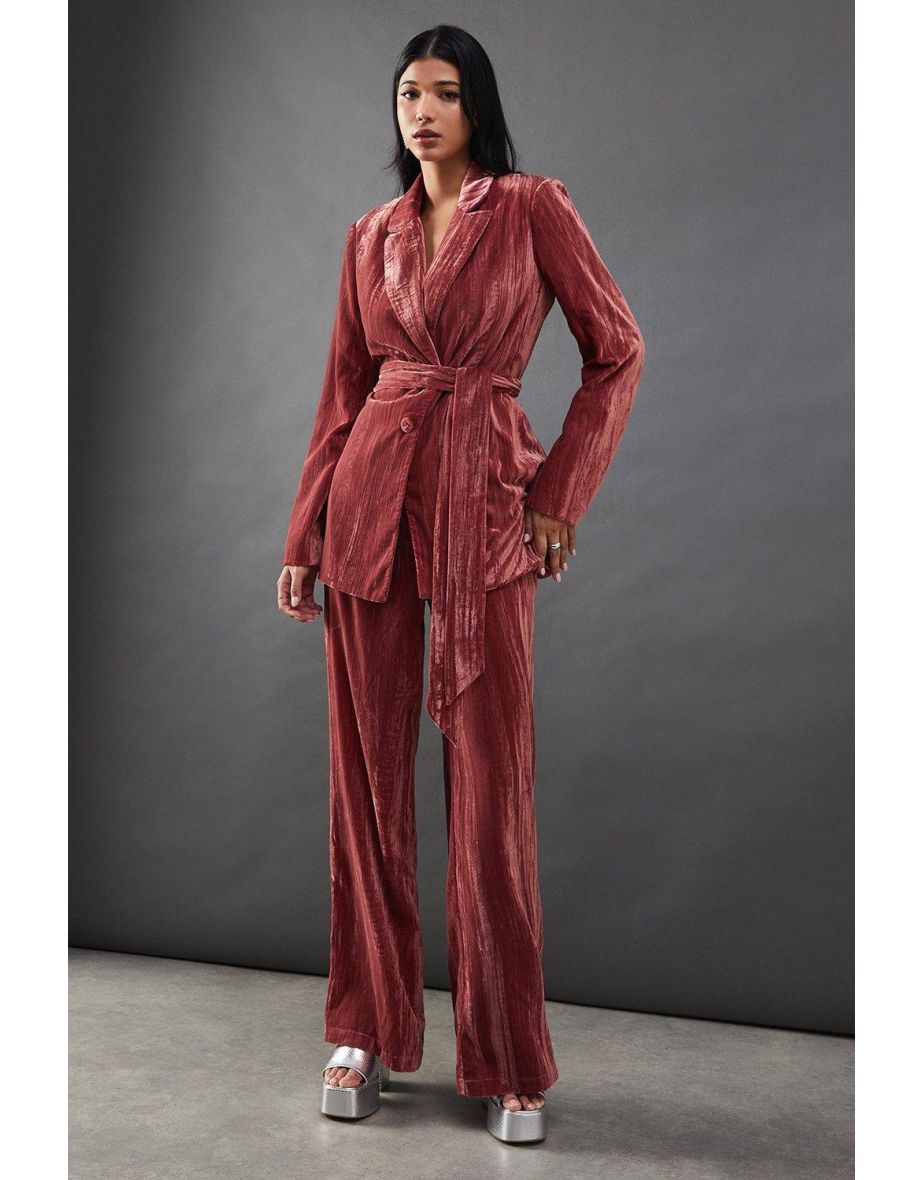 Crushed Velvet High Waisted Tailored Trouser