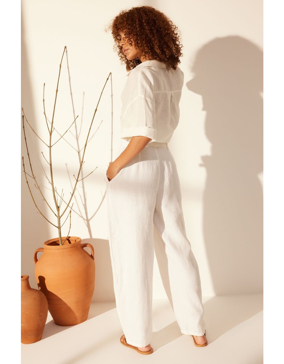 White Pileil High Waist Balloon Jeans - 5