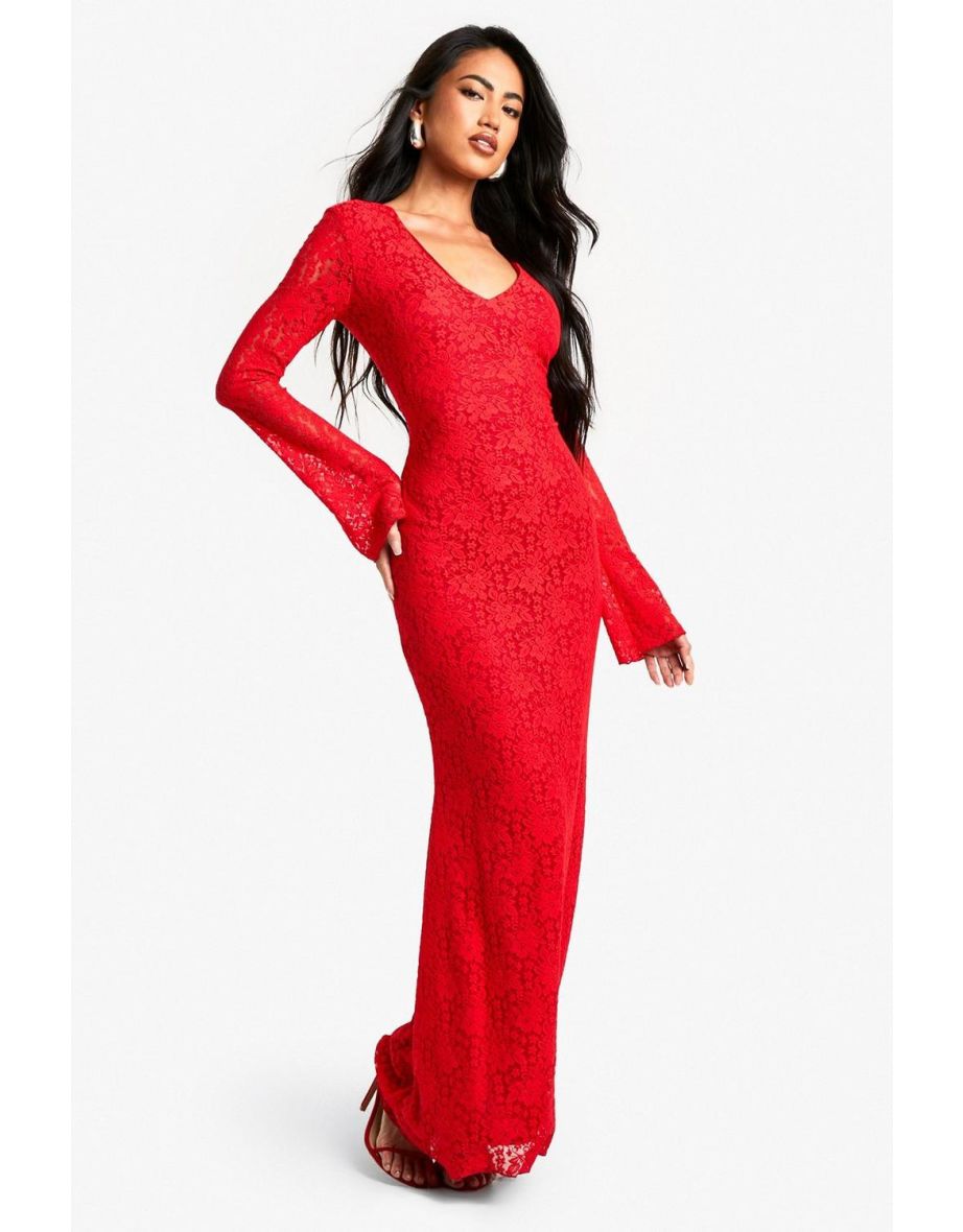 plunge lace maxi dress