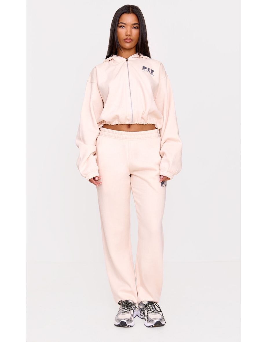 PRETTYLITTLETHING Baby Pink Elasticated Hem Zip Up Hoodie