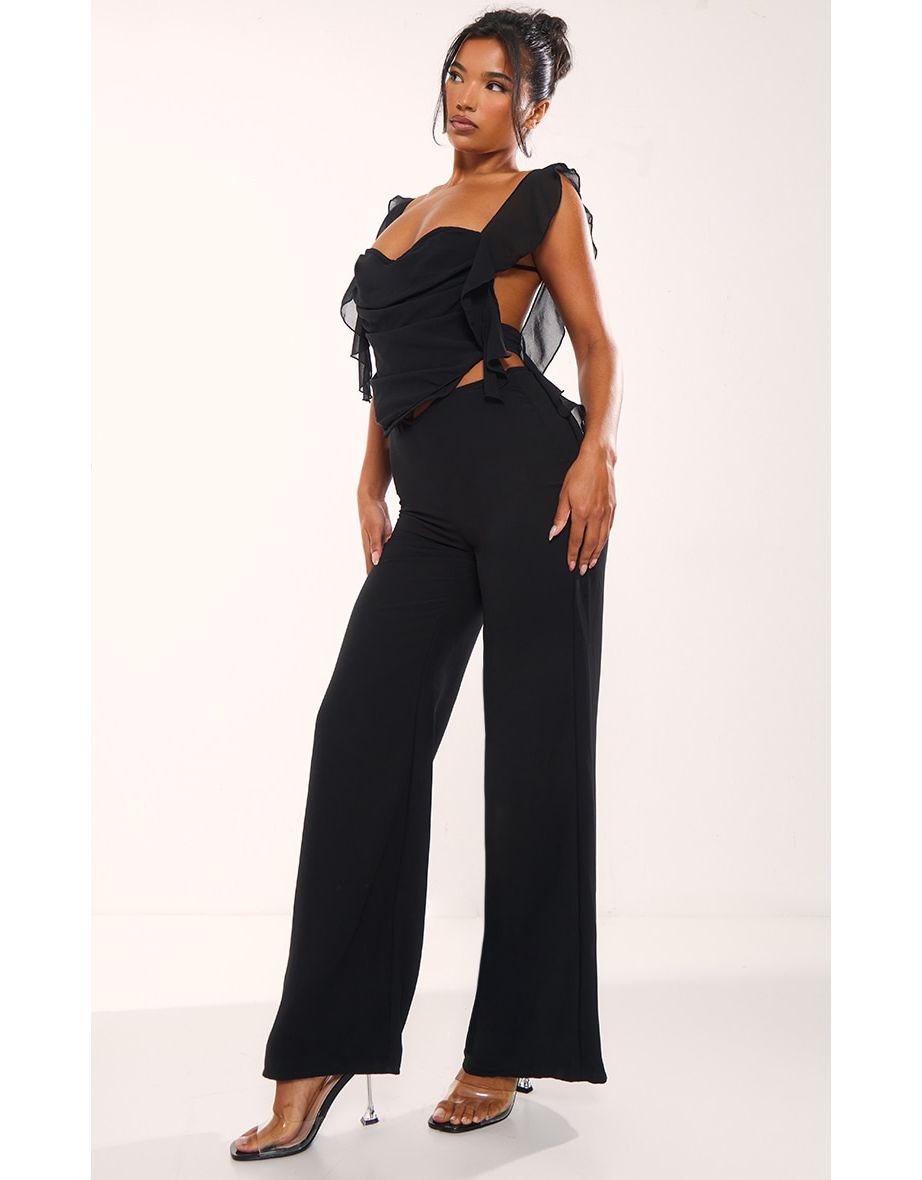 Black tie back jumpsuit on sale