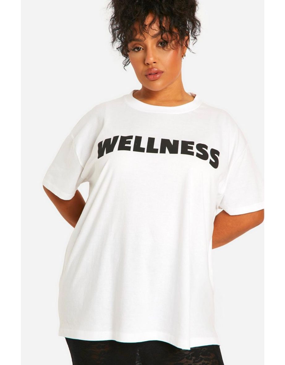 PLUS WELLNESS SLOGAN OVERSIZED PRINTED T-SHIRT - white - 3