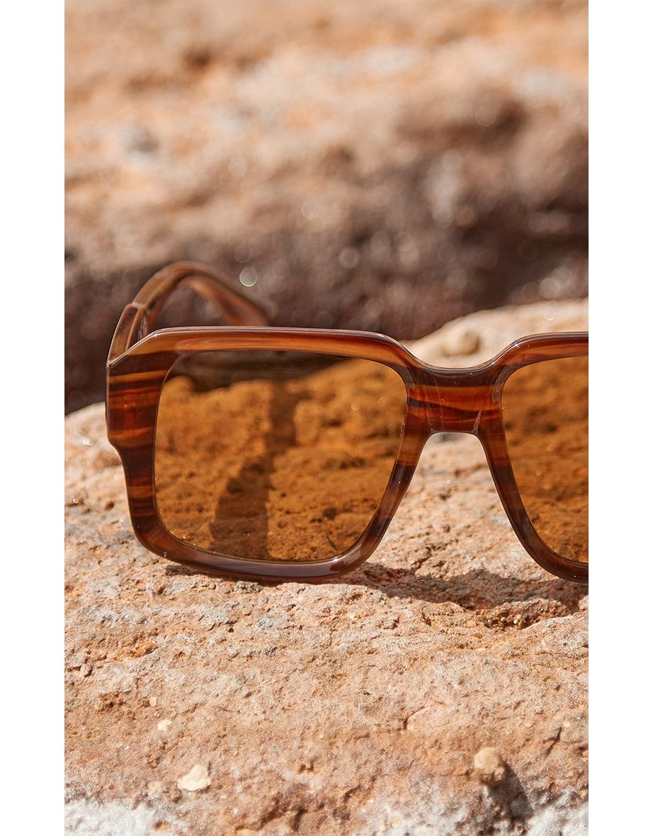 Brown Tortoiseshell Square Frame Sunglasses - 2