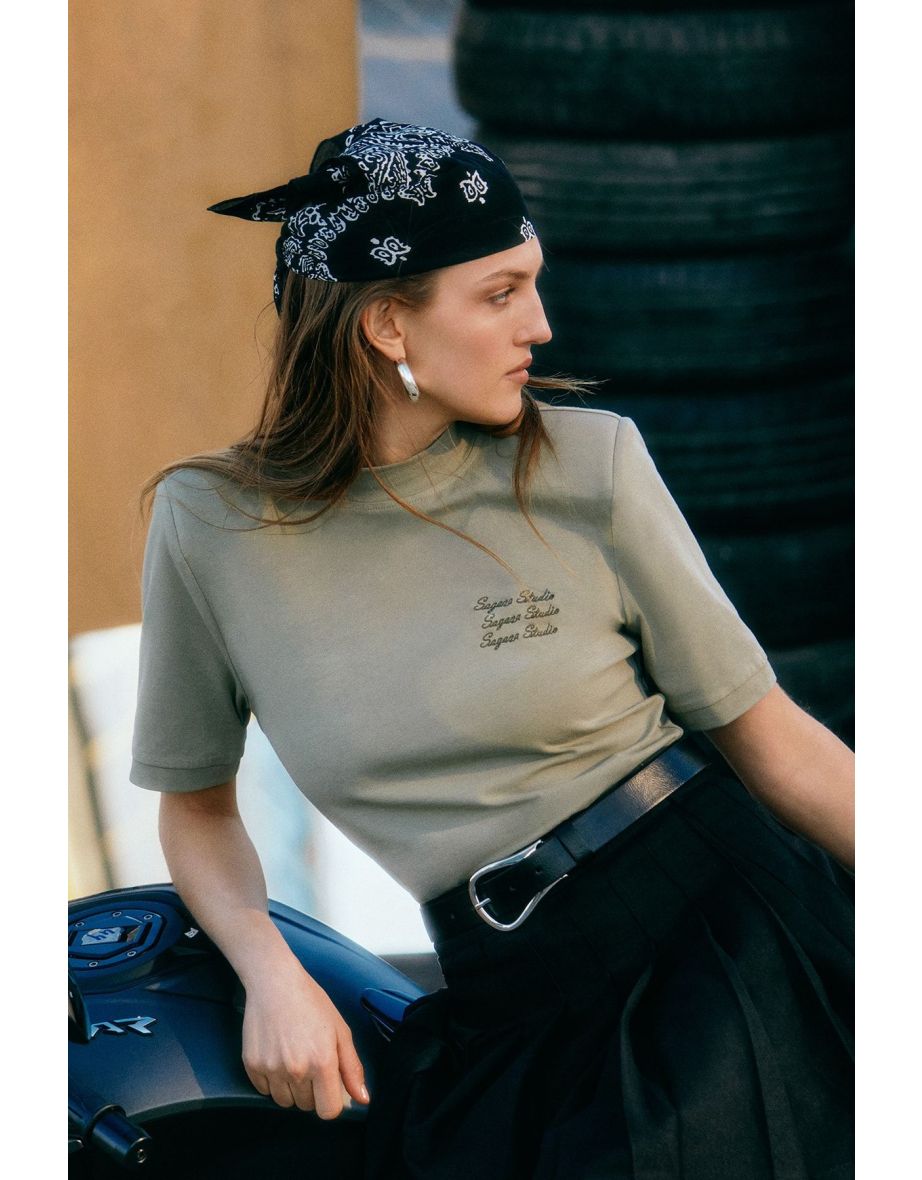 X Sagaza Studio Khaki Padded T-Shirt - 6