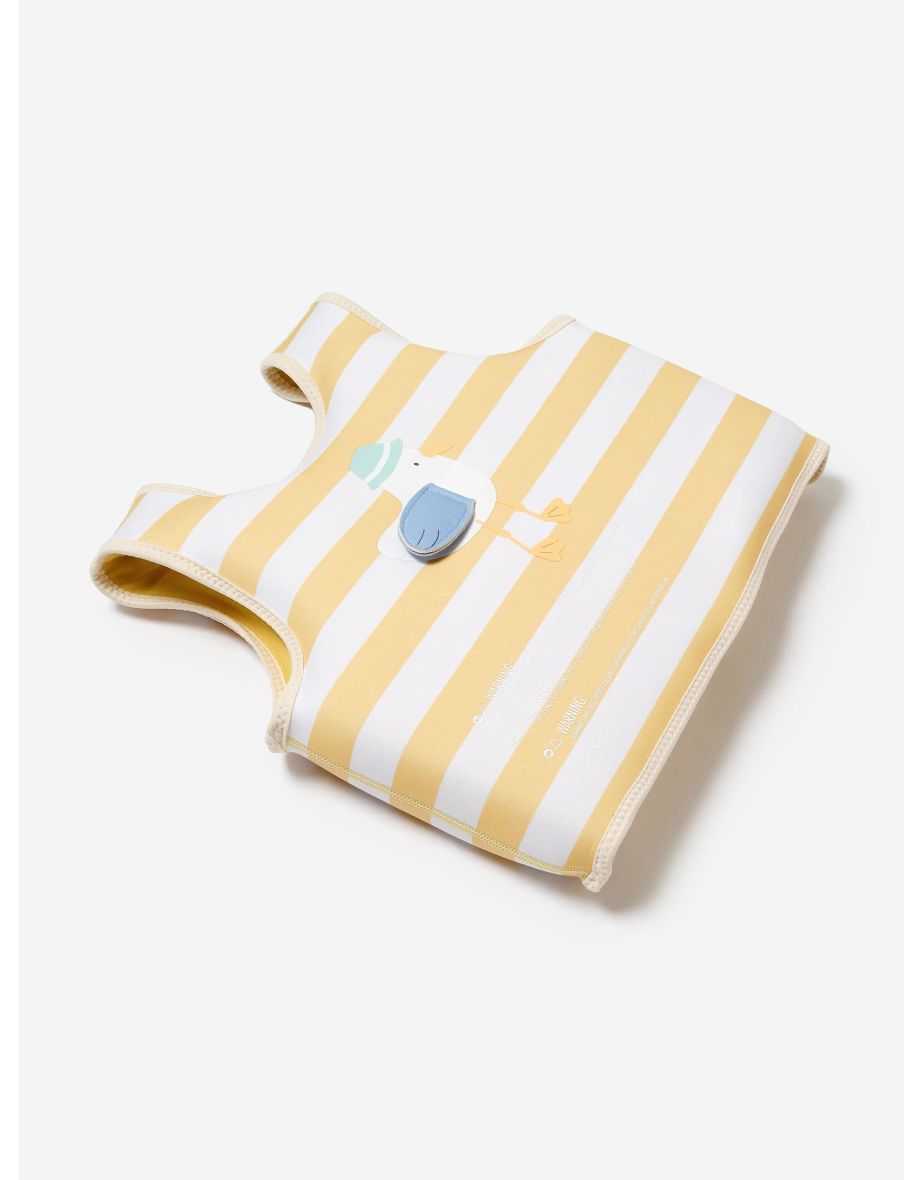 Kids Striped Swim Vest Sid the Seagull in Yellow - 3