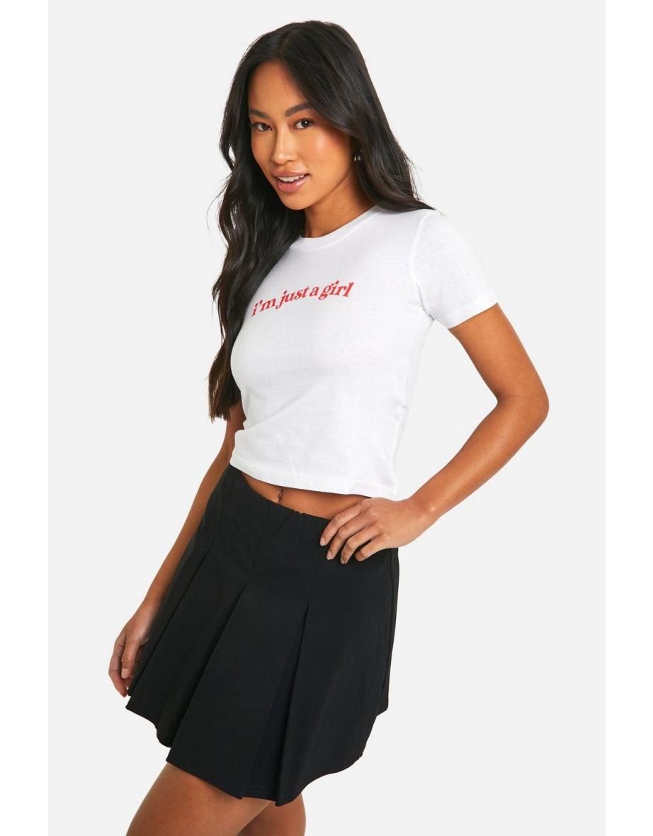 I'm Just A Girl Slogan Printed Baby Tee - white