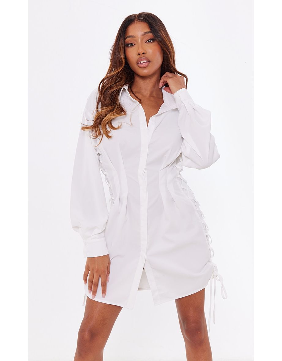 Lace up shirt dress hotsell