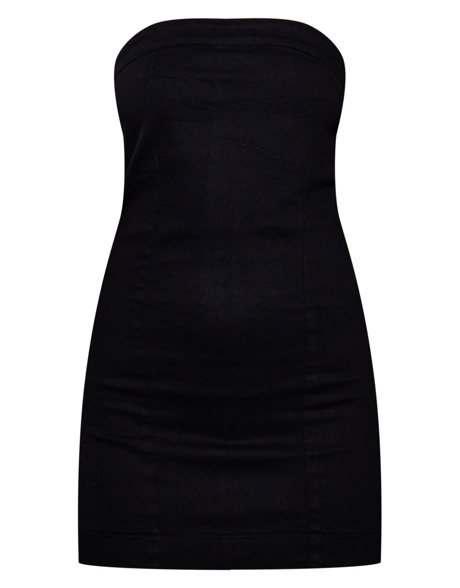 Black Bandeau Mini Denim Dress - 4