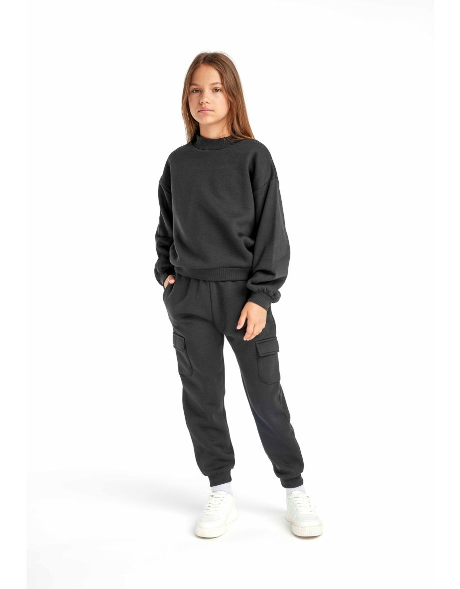 Girls Crew Sweatshirt With Combat Jogger
