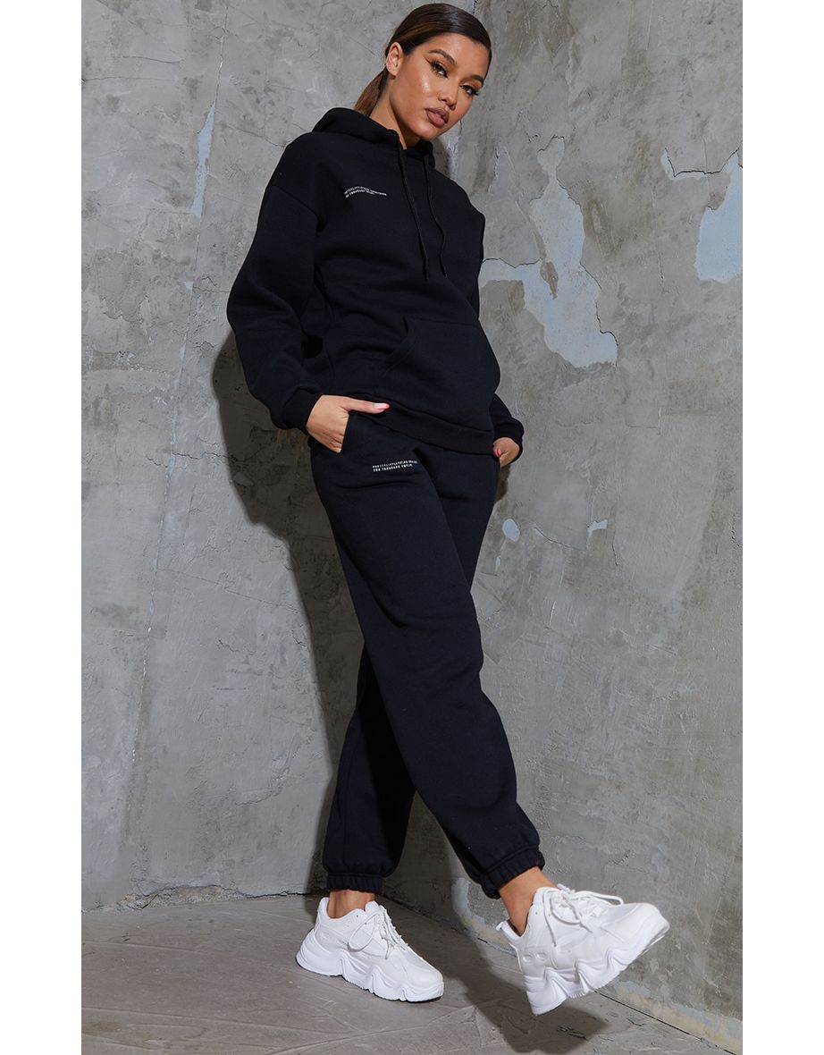PRETTYLITTLETHING Recycled Black Est 2012 Joggers