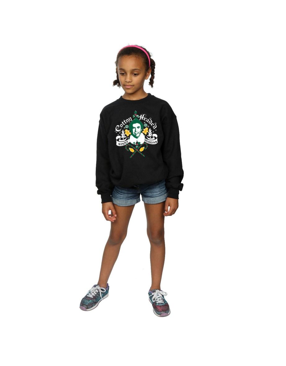 Elf Girls Headed Ninny Muggins Sweatshirt - Black - 3