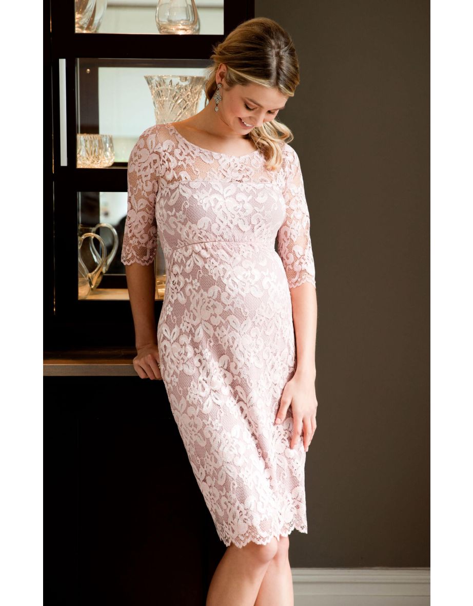 Amelia Lace Maternity Dress Short (Vintage Rose) - 4