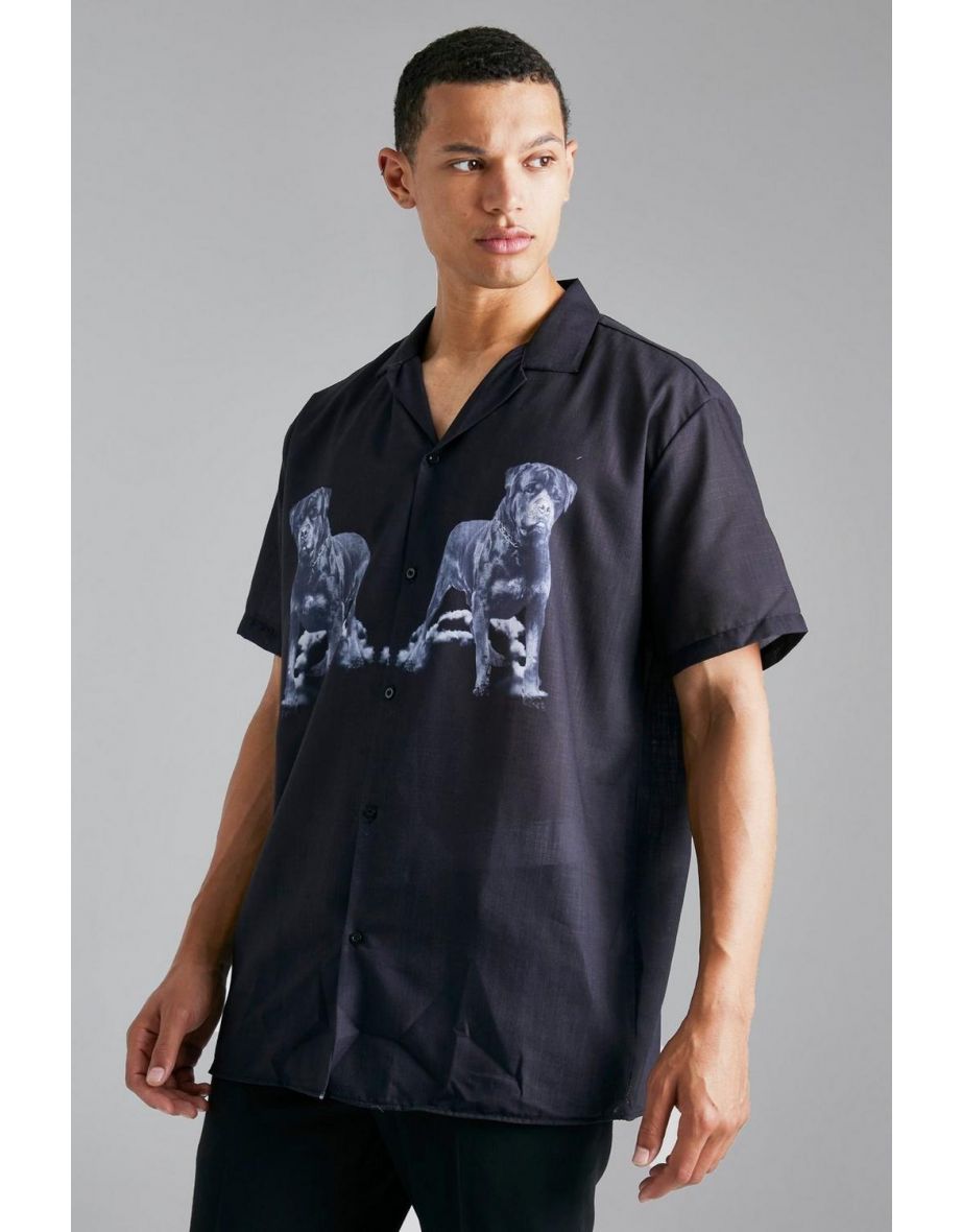 Tall Rottweiler Viscose Revere Shirt - black