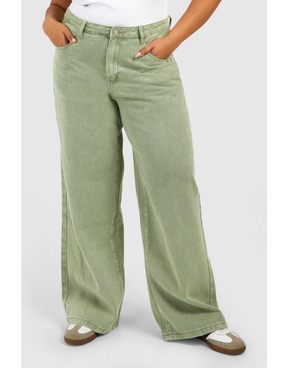 Plus Washed Wide Leg Jean - washed khaki - 3