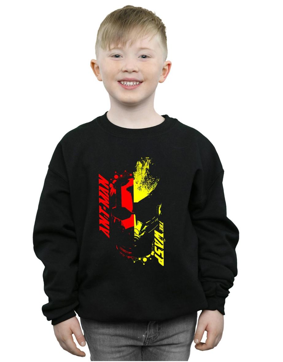 Marvel Boys Ant-Man And The Wasp Split Face Sweatshirt - Black