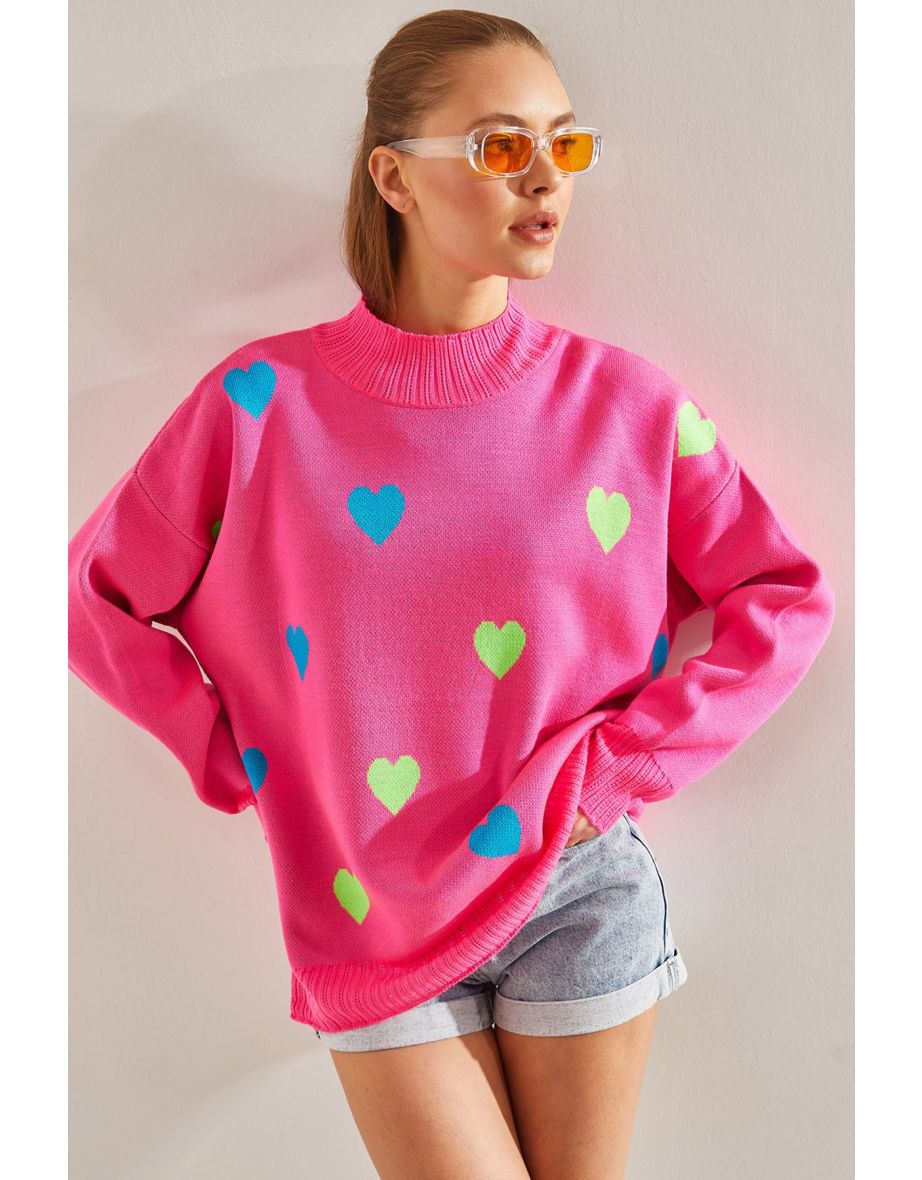 Women's Heart Embroidered Knitwear Sweater