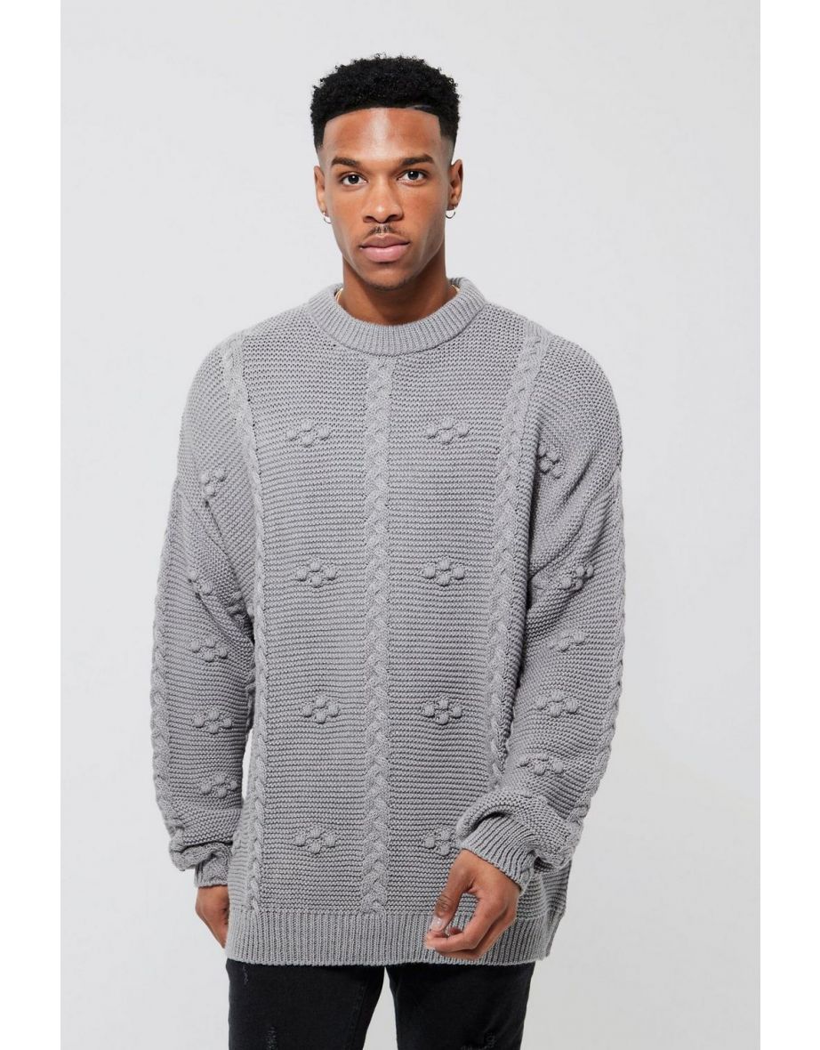 Twist Cable Knit Jumper - grey