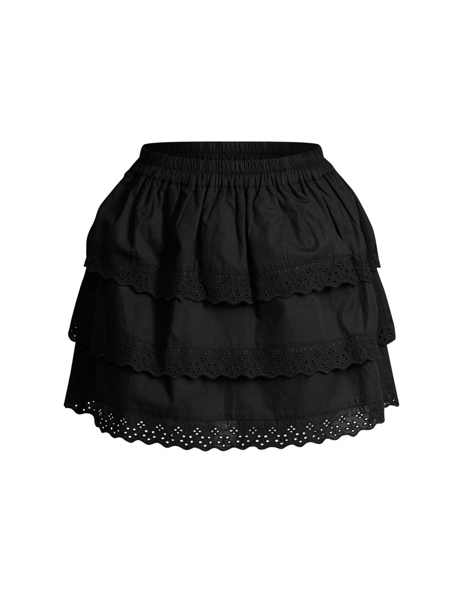 Black Tiered Frill Mini Skirt - 5