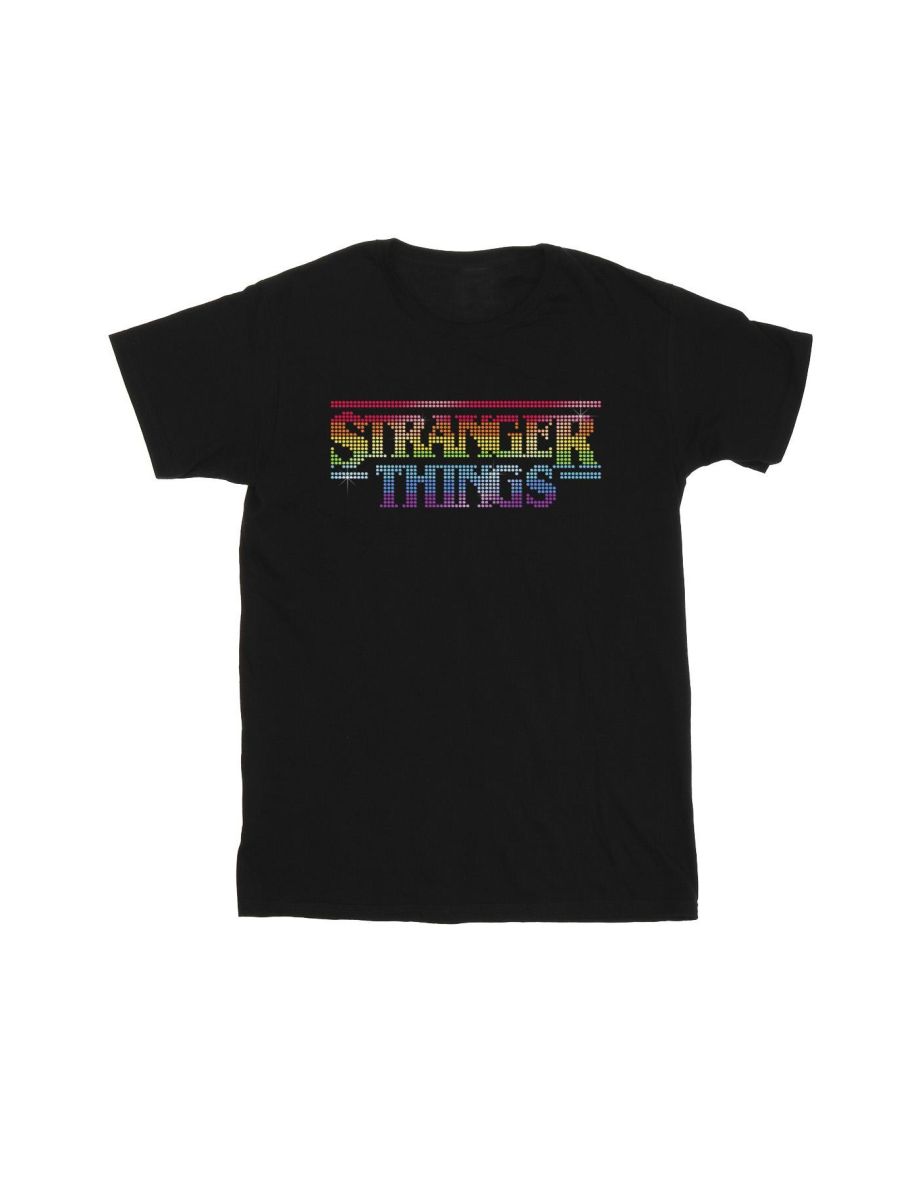 Netflix Mens Stranger Things Rainbow Dot Logo T-Shirt - Black - 1