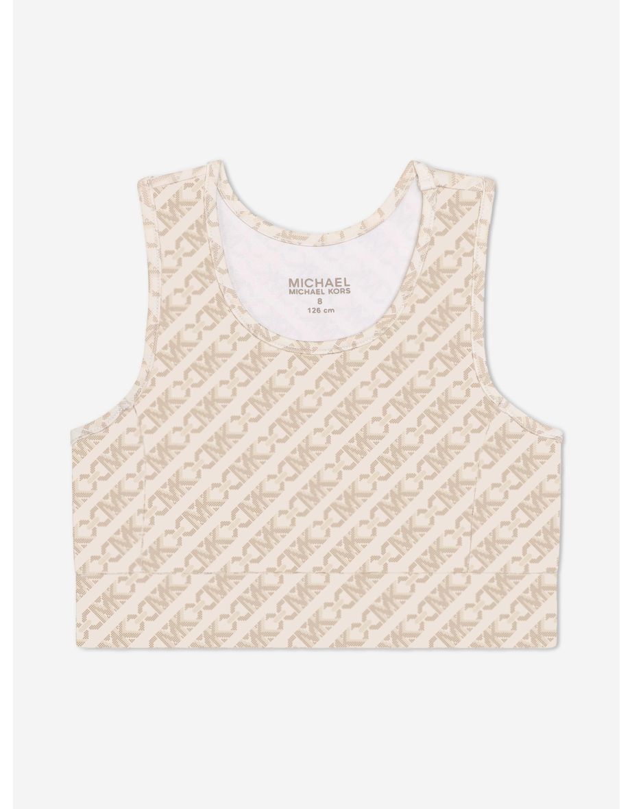 Girls Logo Crop Top in Ivory