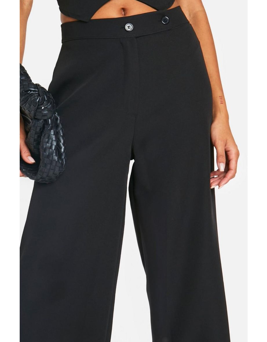 Woven Tailored Wide Leg Culottes - black - 3