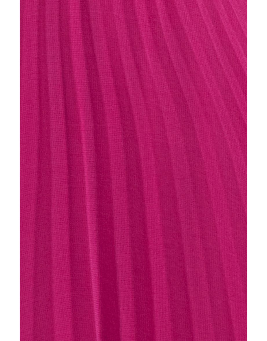 Goddiva Balloon Sleeve Chiffon Maxi  Dress - Magenta - 3