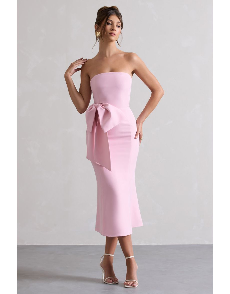 To Me | Pink Bandeau Dress With Oversized Bow