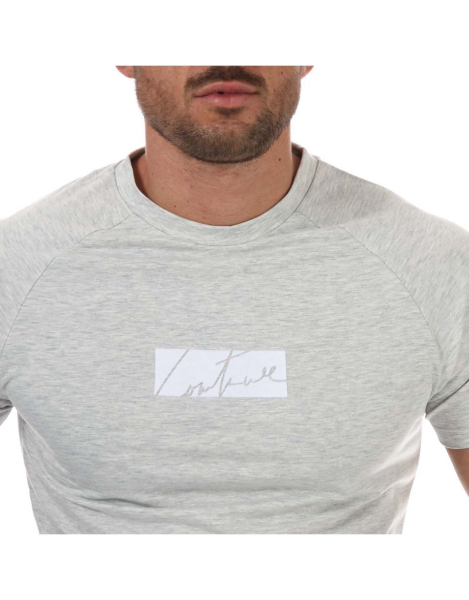 Men's Couture Club Signature Flock Raglan T-Shirt in Grey - 5