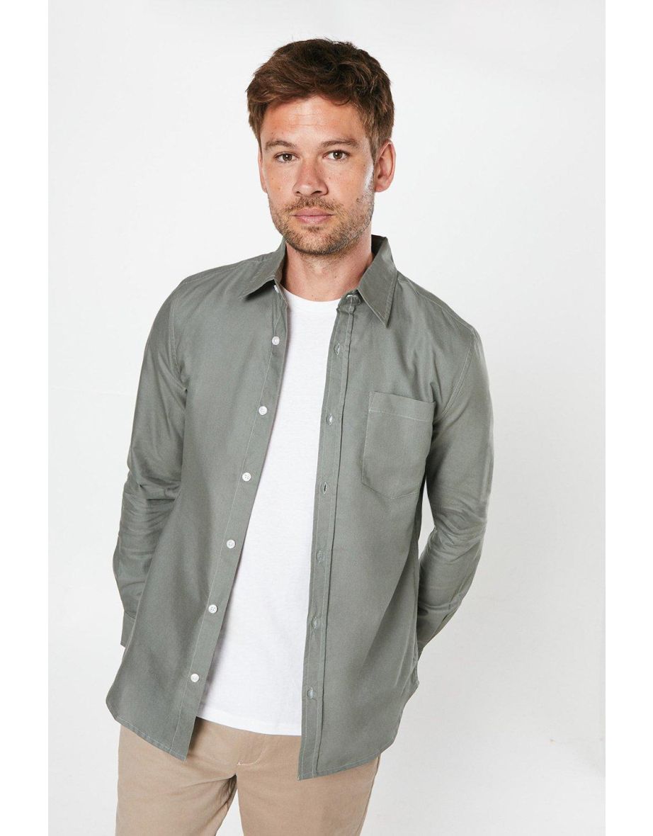 Long Sleeve Chest Pocket Oxford Shirt