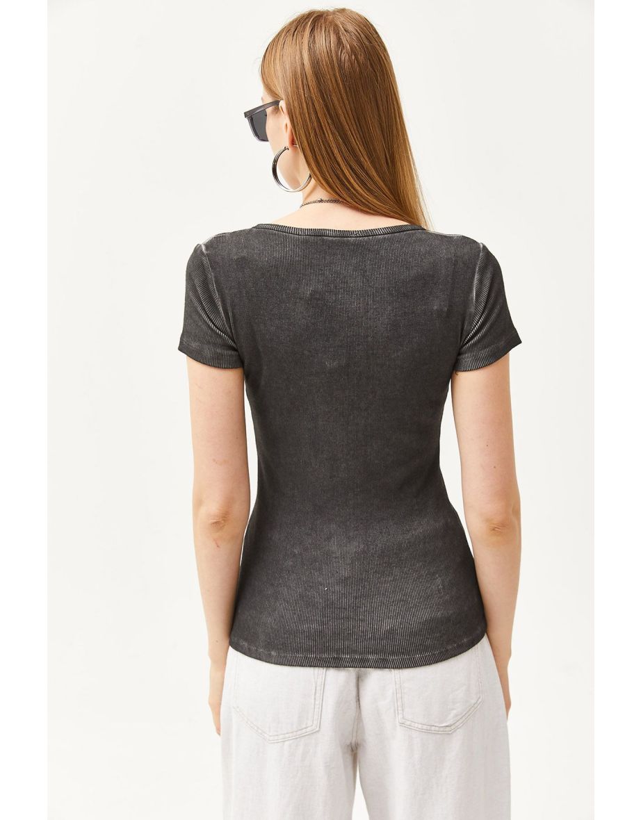 Women's Washed Anthracite Snap-On Camisole Blouse - 5