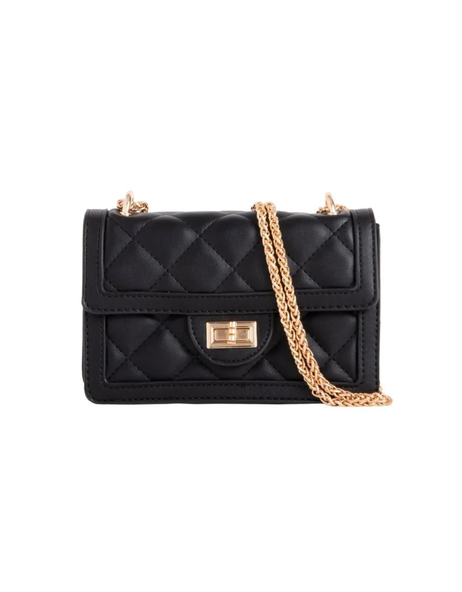 OLA QUILTED CROSS BODY BAG IN BLACK