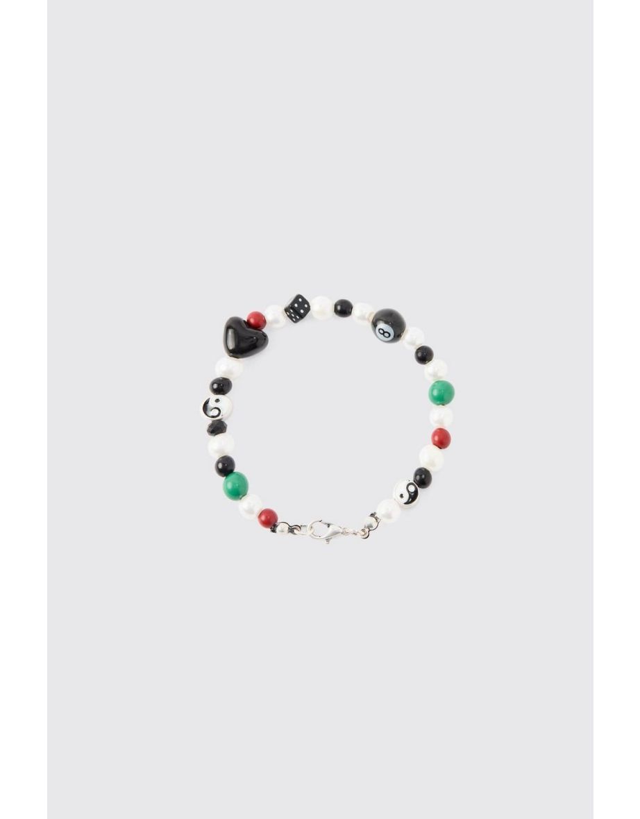 Mixed Bead & Pearl Dice  Bracelet - multi