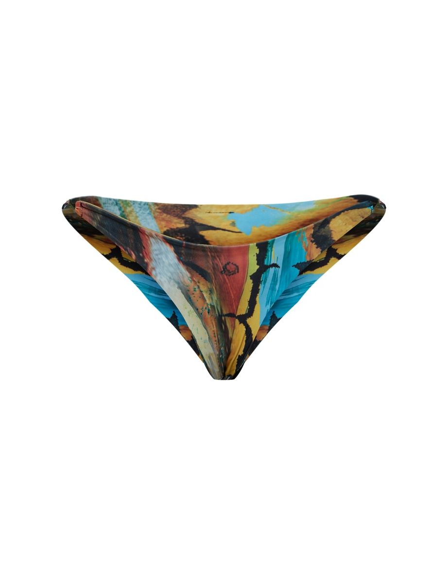 Blue Butterfly Print High Leg String Side Bikini Bottoms - 3