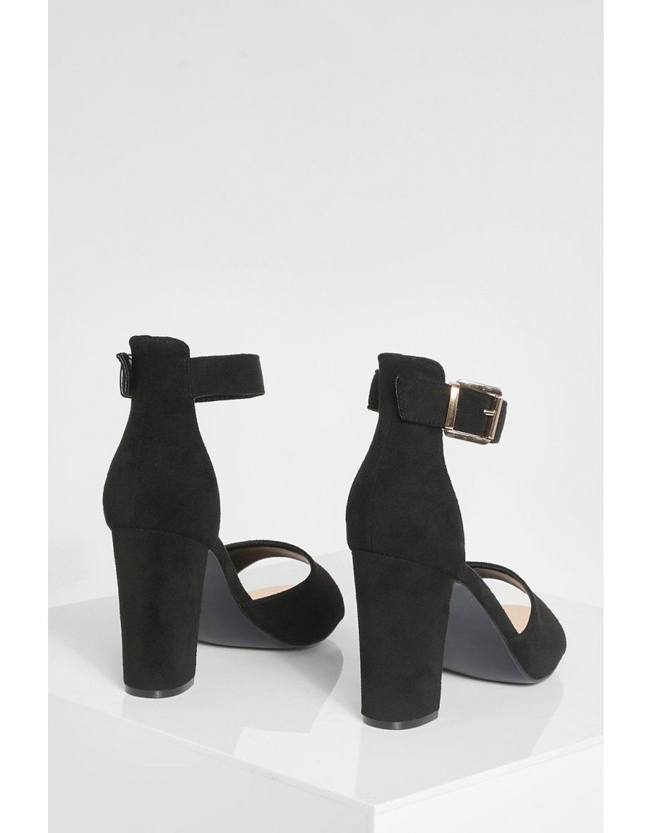 Wide Fit Buckle Detail 2 Part Block Heel - black - 3